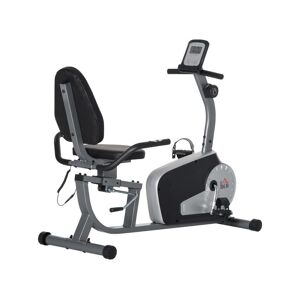 Homcom Vélo d'appartement semi-allongé magnétique écran LCD multifonction selle dossier résistance réglable acier ABS gris noir