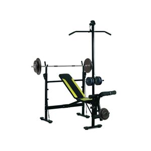 Homcom Banc de musculation Fitness entrainement complet dossier réglable cordes