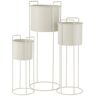 LANA DECO Lot de 3 cache pots sur pied en métal blanc 28x28x80 cm