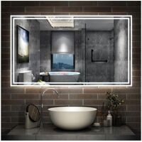 Miroir de salle de bain LED avec Bluetooth 160x80cm, antibuée + 3 couleurs + Dimmable Aica