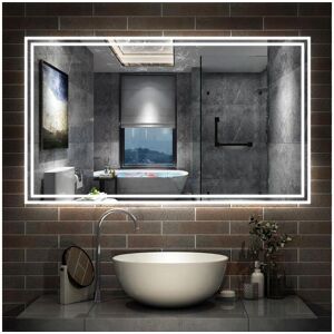 Miroir de salle de bain LED avec Bluetooth 160x80cm, antibuée + 3 couleurs + Dimmable Aica