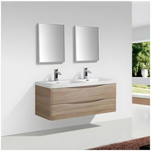 STANO Meuble salle de bain design double vasque PIACENZA largeur 120 cm chêne clair