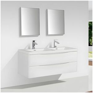 STANO Meuble salle de bain design double vasque PIACENZA largeur 120 cm blanc laqué