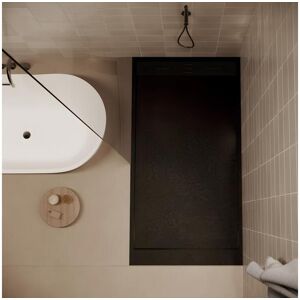 STANO Receveur de douche 80 x 180 cm extra plat SALVI en SoliCast® surface ardoisée noir