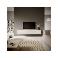 SELSEY Meuble TV 175 cm blanc avec façade fraisée – VELDIO