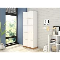 Armoire 2 Portes Blanche 8 Etagères 10 Niches Larg 68 Haut 187 Prof 37.6 cm