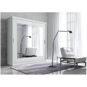 Price Factory Armoire 180cm avec miroirs et portes coulissantes. Collection ROMEO. Coloris blanc