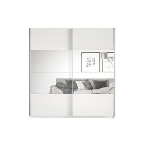 Price Factory Armoire design 180cm. 2 portes avec miroirs modulables. Couleur blanc mat. Collection EOS