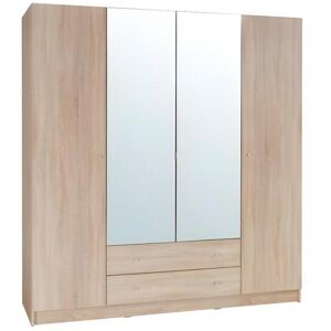 Price Factory Armoire 4 portes de 2 mètres avec miroirs pour chambre à coucher MAXIM coloris dab sonoma.