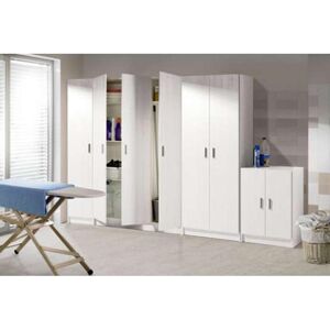 Pegane Armoire rangement nettoyage 2 portes en melamine coloris blanc - Dim : H180 x L73 x P37 cm