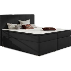 Venesetti Ensemble boxspring complet tête de lit + sommiers + matelas + surmatelas BORIS de VENESETTI - tissu luxe noir - 180x200 cm