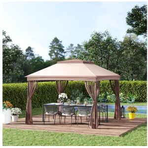 Outsunny Tonnelle barnum de jardin pop-up pliant 3,25L x 3,25l x 2,65H m acier polyester moustiquaires + sac de transport café