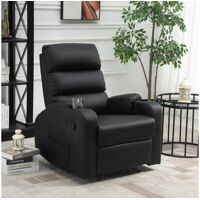 Homcom Fauteuil de relaxation inclinable avec repose-pied ajustable revêtement synthétique noir