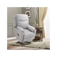 Homcom Fauteuil de relaxation électrique – fauteuil releveur inclinable avec repose-pied ajustable et télécommande – tissu aspect lin gris clair