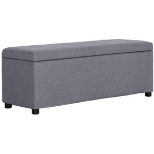 Helloshop26 Banquette pouf tabouret meuble banc avec compartiment de rangement 116 cm gris clair polyester 3002051