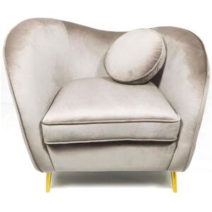 Fauteuil Altess Velours Taupe pieds Metal Or