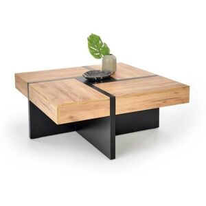 Carellia Table basse aspect chêne 100 x 100 x 47 cm - Chêne artisanal