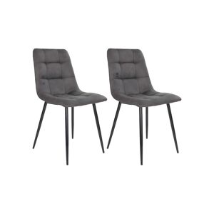 Altobuy STRIB - Lot de 2 Chaises Tissu Gris Foncé et Piétement Acier