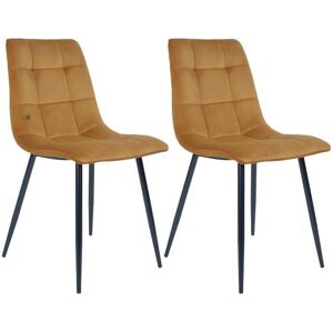 Altobuy STRIB - Lot de 2 Chaises Velours Jaune et Piétement Acier