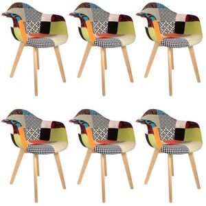 Altobuy PATCHWORK - Lot de 6 Fauteuils Scandinaves Multicolore