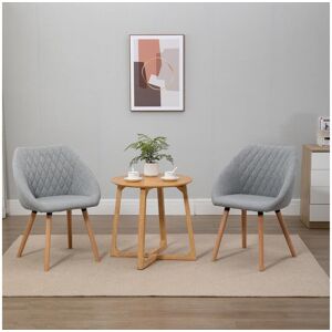 Homcom Chaises de visiteur design scandinave - lot de 2 chaises - pieds effilés bois hêtre - assise dossier accoudoirs ergonomiques lin gris