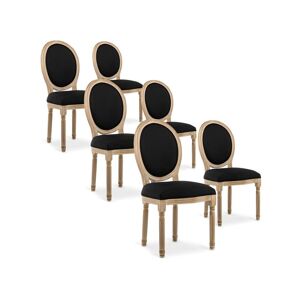 Intense Déco Lot de 6 chaises médaillon Louis XVI tissu Noir