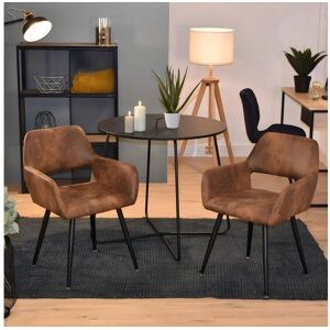 Meubles Cosy Lot de 2 chaises de salle à manger fauteuil assise rembourrée similicuir brune style industriel