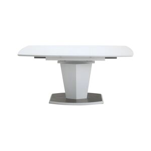 Table extensible blanche 120 à 160 cm pied acier brosser - DONA