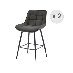 Moloo GRANT - Fauteuil de bar en tissu Gris souris et métal noir (x2)