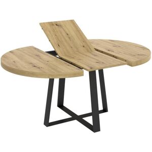 Mirakemueble Table ronde extensible DUNA - 4 a 6 personnes - Décor chene - L110 x P110/152 x H77 cm