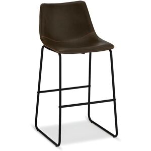 Furnhouse Lot de 2 tabourets de bar avec dossier Indiana - Simili et metal - Marron