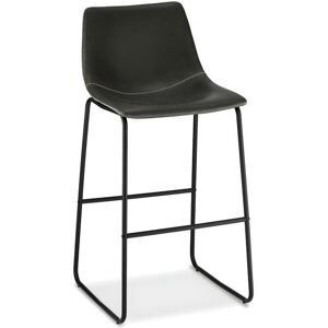 Furnhouse Lot de 2 tabourets de bar avec dossier Indiana - Simili et metal - Gris