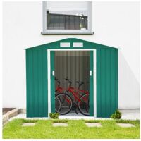 Outsunny Abri de jardin – remise pour outils – cabanon porte verrouillable – dim. 213L x 130l x 185H cm – tôle d’acier vert