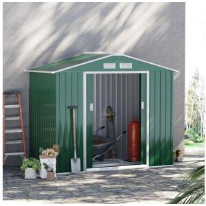 Outsunny Abri de jardin - remise pour outils - cabanon porte verrouillable - dim. 213L x 130l x 185H cm - tôle d'acier vert