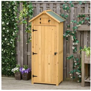 Outsunny Armoire abri de jardin remise pour outils 3 étagères 2 portes loquets toit pente bitumé 77L x 54l x 179H cm sapin traité lasuré