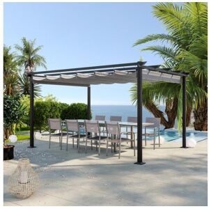 Avril Paris Tonnelle/Pergola en aluminium 3x4m toile coulissante rétractable - Gris - HAVANA