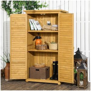 Outsunny Armoire de jardin abri jardin remise pour outils sur pied 2 étagères portes persiennes toit bitumé étanche bois sapin pré-huilé