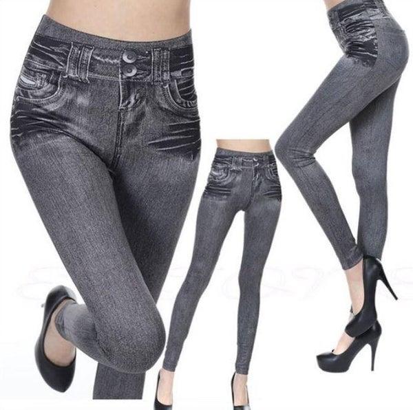 neutopix Jean Legging - Rehausseur Fessier  - Extensible et Confortable - Gris XXL