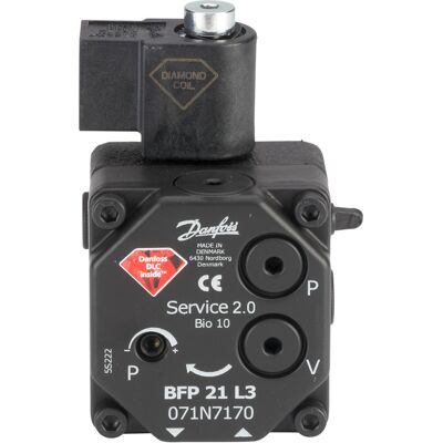Pompe de brûleur à mazout Danfoss Bfp 21 071N7170 L3, 2400-3600 n, gauche, 24 l/h, 1 étage, avec électrovanne - Publicité Pompe de brûleur à mazout Danfoss Bfp 21 071N7170 L3, 2400-3600 n, gauche, 24 l/h, 1 étage, avec électrovanne - Publicité