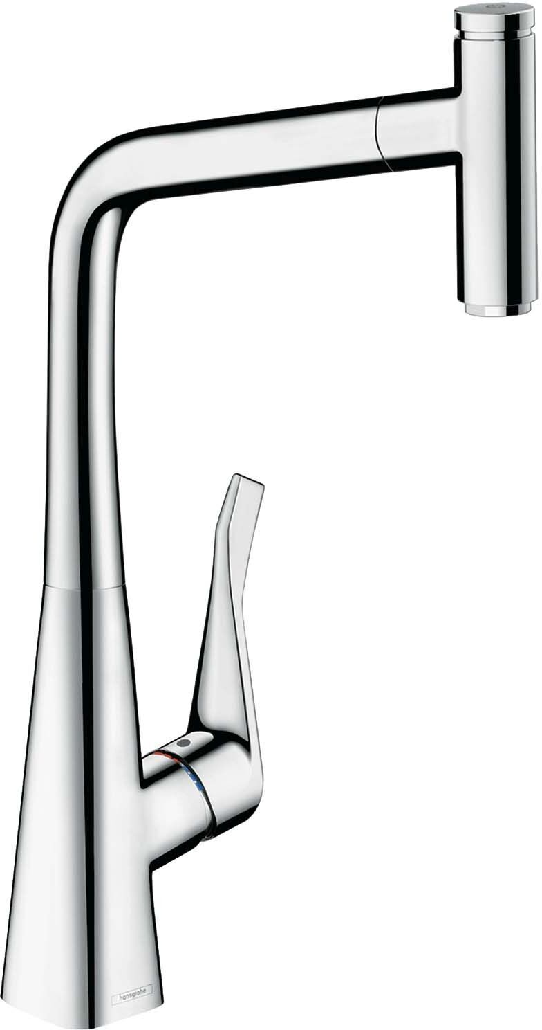 Hansgrohe Metris Select 320 mélangeur de cuisine 14884000 chrome, orientable, bec coulissant 150 °