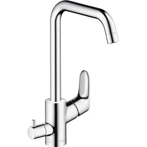 Hansgrohe mitigeur de cuisine Focus 31823000 chrome , bec pivotant, vanne d'arret de l'appareil