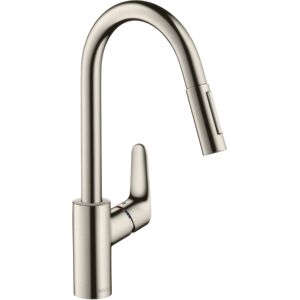 Hansgrohe Focus M4116-H240 melangeur de cuisine Inox optique, avec douchette extensible, avec sBox