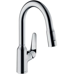 Hansgrohe Focus melangeur de cuisine 71821000 avec douchette extractible, plage de pivotement 360°, chrome