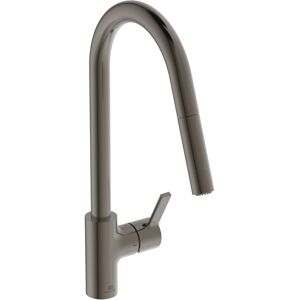 Ideal Standard robinet de cuisine BD416A5 gris magnetique, avec bec haut et douchette extractible 2 fonctions