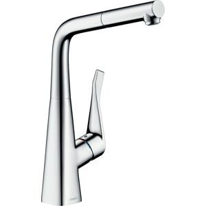 Hansgrohe Metris mitigeur d'évier 14781000 avec bec extractible, 1jet, chromé