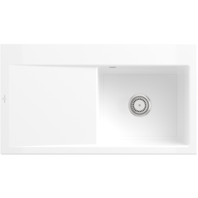Évier de cuisine en céramique blanche Subway Villeroy & Boch - À droite - Publicité Évier de cuisine en céramique blanche Subway Villeroy & Boch - À droite - Publicité
