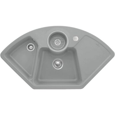Évier d'angle Villeroy & Boch - Drain excentrique - Pierre - Publicité Évier d'angle Villeroy & Boch - Drain excentrique - Pierre - Publicité