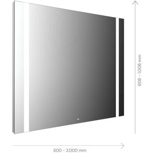 Miroir lumineux Emco Mi 500 LED 110200010060100 2000 x 1006 mm, avec 2 decoupes de lumiere continue a gauche et a droite