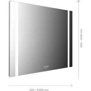 Miroir lumineux Emco Mi 500+ LED 110050008060300 500 x 806 mm, avec 2 decoupes de lumiere continue a gauche et a droite