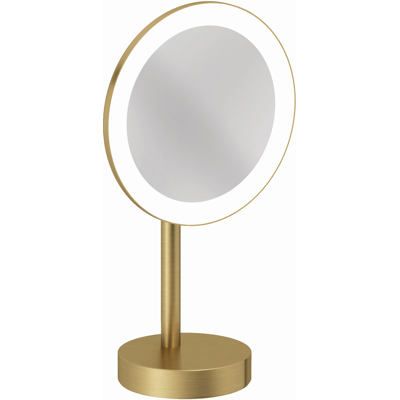 Miroir cosmétique LED Kludi VELA R - Autoportant, Or Brossé - Publicité Miroir cosmétique LED Kludi VELA R - Autoportant, Or Brossé - Publicité